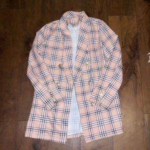 Pink plaid blazer jacket size small
